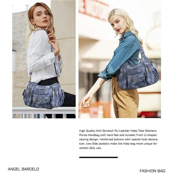 Womens Purses and Handbags PU Leather Shoulder Bag J.blue - Picture 6 of 6